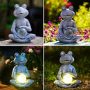 Meditating Yoga Frog Statue with Solar LED Light Ball - 10L x 11.1H Zen Garden Frog Figurines for Home and Garden Decor, Frog Decorations Gift Ideas, Frog Gifts for Women Mom by GreenHaven Gardens