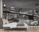 Grey City Wallpaper Brooklyn Bridge Nightscape Wall Mural for Living Room Bedroom Dining Room Office(Not Self-Adhesive) by TinyTreasures Baby Boutique