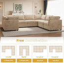 HOOOWOOO Modular Sectional Sofa,7 Pieces Sectional Couches for Living Room,131X98 U Shaped Cloud Couch Set(Beige Velvet Corduroy) by CozyNest Decor