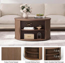 Round Coffee Table with Lifting Top,31.5”Mid Century Modern Lift Top Coffee Table with Hidden Compartment,Fluted Small Center Table for Living Room,Walnut by CozyNest Decor