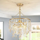 3-Lights K9 Crystal Chandeliers, Luxury Vintage Pendant Light Fixture for Dining Room, Living Room, D15*H20.4~66.8 inch (Adjustable), Clear Crystal & Gold Finish by CozyNest Decor