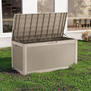 100 Gallon Waterproof Outdoor Storage Box,Resin Deck Box,Lockable Outside Storage Box Container for Patio Furniure,Garden,Pool Tools (100 Gallon,Grey pattern) by GreenHaven Gardens