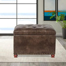24'' Leather Ottoman with Storage Rectangle Foot Rest Ottomans Stool for Living Room(Brown,Leather Texture) by CozyNest Decor