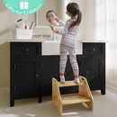 AMBIRD Wooden Step Stool, Two Step Stools Toddler 300 lbs Capacity with Safety Non-Slip Pads and Handles, Bamboo Step Stool for Bathroom, Kitchen Dual Height Step Stools for Kids (Natural) by TinyTreasures Baby Boutique