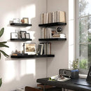 Heimlove 24 inch Floating Shelves for Wall,9.3 inch deep Black Wood Shelves with Invisible Brackets,Wall Mounted Storage & Display Shelves for Bedroom,Living Room,Set of 2 by CozyNest Decor