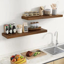 Fun Memories Floating Shelves for Wall 36 Inches, Wood Shelves with Invisible Bracket, 10" Deep Shelves Wall Mounted, Large Floating Shelves for Living Room Bathroom, Rustic Brown, Set of 2 by CozyNest Decor