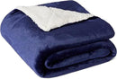 Amazon Basics Reversible Sherpa Throw Blanket, Navy, 50"x60" by CozyNest Decor