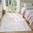 Wonnitar Floral Bow Pink Rug for Bedroom, Washable 5x7 Area Rug for Girls Nursery, Ultra-Thin Non Slip Soft Boho Carpet for Kids Room Dorm Living Room, Light Pink by TinyTreasures Baby Boutique