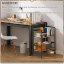 4NM 2 Tiers No-Assembly Folding Bookshelf with Wheels, Portable Rolling Storage Bookcase & Compact Side Table for Living Room, Bedroom, Kitchen, Bathroom (Rustic Brown and Black) by CozyNest Decor