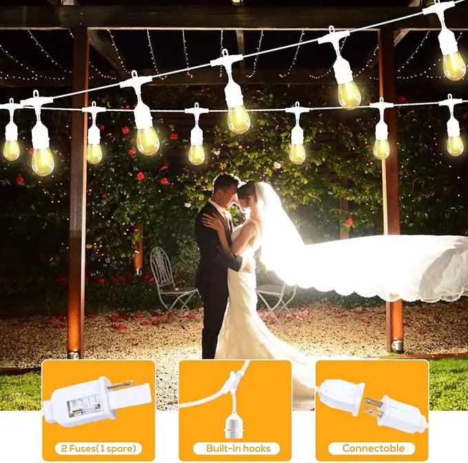SUFEIMAS 100FT White Outdoor String Lights,IP65 Waterproof 30+2 Plastic LED Bulbs 2700K White Patio String Lights for Outside Porch, Pergola, Backyard, Bistro, Garden,Wedding Lights, photo 7 of 7