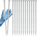 Tandefio 12 Pcs 14 Inch Rebar Stakes, 1/2 Inch Diameter Threaded Galvanized Steel Ground Anchors Plant Support Garden Stakes, Heavy Duty Metal Landscape Spikes for Speed Bump Tent by CozyNest Decor