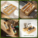 BAMEOS Kitchen Drawer Organizer,Small Silverware Drawer Organizer,Bamboo Utensil Organizer for Bathroom, Dressing Room, Office, Pantry (Natural, 11"x 3") Set of 2 by CozyNest Decor