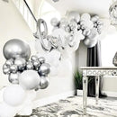 130pcs Metallic Silver Balloons Different Sizes 18" 12" 10" 5" Chrome Silver Balloon Garland Arch Kit for Graduation Birthday Baby Shower Wedding Anniversary New Year Party Decorations by CozyNest Decor