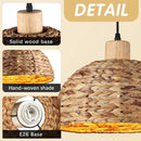 Boho Pendant Lights Kitchen Island, 11.8" Hand-Woven Rattan Light Fixture Bohemian Lighting Farmhouse Seagrass Weaving Hanging Ceiling Light Chandelier for Living Dining Room Restaurants by GreenHaven Gardens