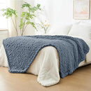 Bigacogo Chunky Knit Throw Blanket for Couch, 51x63 inches, 100% Hand Knitted with Thick Jumbo Chenille Yarn, Cozy Soft Large Rope Knot Cable Crochet Blankets for Sofa Bed Living Room, Cold Sea Blue by CozyNest Decor
