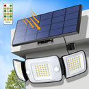 intelamp Solar Flood Lights Outdoor Waterproof, 6000mAh 1200LM Solar Powered Dual Motion Sensor LED Lighting Dusk to Dawn Security Floodlight Exterior with Remote 9.8ft Cable for Outside Garden House by GreenHaven Gardens