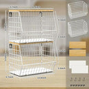 Fruit Basket, 2-Tier Fruit Bowl for Kitchen Counter, Stackable Wall Mounted Fruit Storage, Snack Organizer, Potato and Onion Storage Basket, Hanging Pantry Storage with Wood Lid, 2 Set, White by CozyNest Decor