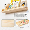 Picture Ledge Shelf for Wall, 16 inch Solid Pine Wood Nursery Book Shelves 2 Packs, Floating Ledge Shelves for Kids' Room Bedroom Bathroom Living Room Photo Frames Office Nursey Wall Decor, Natural by TinyTreasures Baby Boutique