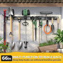 LBT 66" Garage Tool Organizer Wall Mount - 720lbs Garden Tool Organizer with Adjustable Hooks, Heavy Duty Metal Garage Storage Rack, Anti-Rust Shed Rack Holder Hanging Rake Broom Mower Snowboard by GreenHaven Gardens