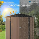 Gizoon Outdoor Storage Shed 6 x 4 FT, Galvanized Metal Garden Shed with Double Lockable Doors, Outdoor Storage Clearance for Backyard Patio Lawn-Light Brown by GreenHaven Gardens