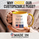 Custom Mug Upload Your Picture Personalized Coffee Mug with Photo Text Name Customized Cup Unique Ideas Gifts for Men Women Mom Dad Girlfriend Boyfriend Friend Family (Yellow, 15oz) by TinyTreasures Baby Boutique