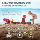 Aloe Up Kids Sport Sunscreen Lotion SPF 50 - Broad Spectrum Sheer Face and Body Sunscreen Protector for Sensitive Skin - With Aloe Vera Gel - Dries Fast - Reef Safe - Fragrance-Free - 6 Oz by TinyTreasures Baby Boutique