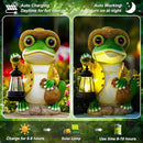 Large Frog Garden Statue, 13.3 Inches Tall, Resin Frog Decor with Solar Lantern for Outdoor Decoration and Housewarming by CozyNest Decor