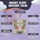 Gemma Joy Bedtime Baby Soothers for Sleep, Cry Activated Heartbeat Stuffed Animal for Baby, Newborn, Calming Light, Lullaby Music, White Noise, Shush and Mother’s Heartbeat - (Elephant, Rechargeable) by TinyTreasures Baby Boutique