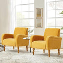 Chenille Fabric Accent Chair, Upholstered Armchair with Solid Wood Legs, Modern Living Room Accent Chair, Comfy Single Sofa Chair Reading Club Chair for Bedroom Reception Lounge, Yellow by CozyNest Decor