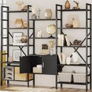 70 x70 Triple 5 Tier Book Shelf, Industrial Large Bookcase with Storage Cabinet, Tall Bookshelf with 14 Open Display Shelves Metal Frame Furniture for Living Room Bedroom Home Office Black by CozyNest Decor