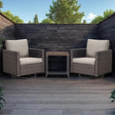 Patio Tables Outdoor Coffee Table - Steel Side Tables End Table for Proch Deck Balcony Garden Squre Brown Tabletop by GreenHaven Gardens
