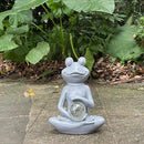 Solar Frog Garden Figurines Solar Lights Yoga Frog Statue for Outdoor Garden Patio Yard Frog Decor Gifts for Women Grandma Mother's Day Birthday Gifts by CozyNest Decor