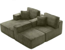 Modular Sectional Sofa Cloud Sectional Couch, 135" Comfy Fluffy L Shaped Olive Green Couches for Living Room, Deep Seat Memory Foam Plush Corduroy Boneless Couch Sectionals Left Facing Chaise Sofa by CozyNest Decor