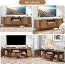 70" Fluted TV Stand for Tvs up to 80", Mid-Century Modern Entertainment Center with Drawers and Fluted Doors, Curved TV Media Console Table with Sliding Doors for Living Room, Bedroom (70") by CozyNest Decor