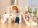 XJD 8 in 1 Toddler Slide Set, Kids Slide for Toddlers Age 1+, Toddler Climber Slide PlaySet with Basketball Hoop and Ball,Outdoor Indoor Playground for Toddlers 1-3 (Beige Coffee, 8 in 1) by TinyTreasures Baby Boutique