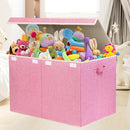 popoly 122L Large Toy Box Chest with Lid, Foldable Toy Storage Organizer Bin Boxes with Removable Divider for Kids, Boys, Girls, Nursery, Playroom, 26"x17" x17"(Linen Pink) by TinyTreasures Baby Boutique
