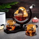 Gold Etched Whiskey Decanter Set Globe With 2 Gold Etched Globe Whisky Glasses Perfect For A Birthda by The Wine Savant