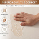 Crib Organic Mattress Protector Pad - Certified Organic Cotton Waterproof Breathable Mattress Pad Cover - 250 GSM Comfort - Deep Pocket - Fitted Comfort by TinyTreasures Baby Boutique