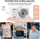 Digital Camera, 44MP 4K Auto Focus Point and Shoot Kids Video Camera with 64GB SD Card 2 Batteries 16X Digital Zoom Compact Portable Small Camera Gifts for Teens Kids Boys Girls(White) by TinyTreasures Baby Boutique