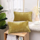 decorUhome Chenille Soft Throw Pillow Covers 12x20 Set of 2, Lumbar Velvet Farmhouse Neutral Decorative Euro Pillow Covers with Stitched Edge for Couch Sofa Bed Home Decor, Mineral Yellow by CozyNest Decor