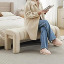 43.3" Bedroom Bench, Upholstered Entryway Bench, Modern End of Bed Ottoman with Solid Wood Legs and Adjustable Foot Pegs for Entryway, Dining Room and Living Room (Beige Linen) by CozyNest Decor