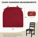 downluxe Indoor Chair Cushions for Dining Chairs, Soft and Comfortable Textured Foam Kitchen Chair Pads with Ties and Non-Slip Backing, 16" x 16" x 2", Red, 2 Pack by CozyNest Decor