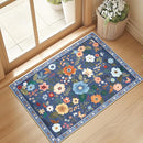 Floral 2x3 Area Rug Machine Washable Soft Print Boho Carpet Non Slip Doormat Low Pile Flower Area Rugs for Living Room Bedroom Nursery Kitchen Dining Room Indoor-Blue/Grey by TinyTreasures Baby Boutique