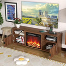 Fireplace TV Stand for Television up to 80 Inch,Entertainment Center with Adjustable Shelf,Mid-Century Modern Fluted TV Stand with 23" Electric Fireplace,Media Console for Living Room,Bedroom by CozyNest Decor