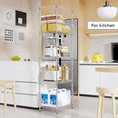 5 Tiers Shelf Metal Storage Shelves Wire Rack Closet Organizers with Wheel for Garage Kitchen Bathroom Laundry Chrome 11.8" D x 17.7" W x 55" H by CozyNest Decor