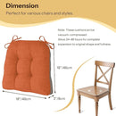 Non Slip Chair Cushions for Dining Chairs Set of 4 Kitchen Chair Cushions 18"x18"x3" Turfted Chair Pads Comfortable and Soft Seat Cushion with Ties, Orange by CozyNest Decor