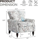 Wingback Accent Chair with Removable Pillow, High Back Floral Armchair with Solid Wood Legs & Nailhead Trim, Comfy Upholstered Reading Single Sofa Chair for Bedroom (1, Bird Floral Pattern) by CozyNest Decor