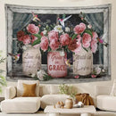 yowecso Farmhouse Rose Tapestry Peony Flower Tapestry Wall Hanging for Bedroom Floral Tapestries Aesthetic Wall Decor for Home Dorm Living Room 50"x60" by CozyNest Decor