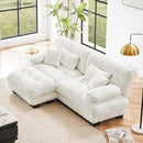 Loveseat Modular Sectional Sofa, L Shaped Couch with Ottoman, Cloud Couch Sectional Couch Home Sofa Living Room Oversized Couch Deep Seat Couch with Round Bolster Armrests 4 Pillows(White) by CozyNest Decor