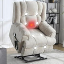 Power Lift Recliner Chair with Massage and Heat for Elderly People, Dual Motor Electric Lift Chair with Power-Remote, Medium-Firm and Heavy Duty, Chenille Fabric - Beige by CozyNest Decor